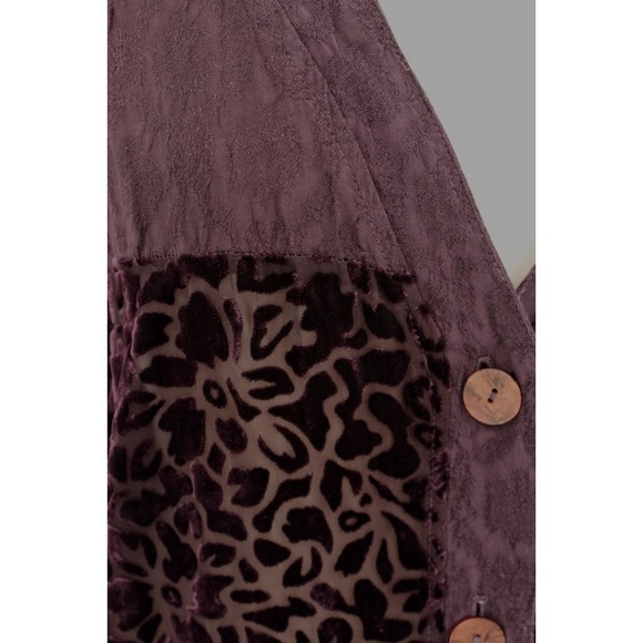 URU Velvet Burnout‎ Sleeveless Blouse One Size Purple Textured Jacquard Vintage - Picture 6 of 12
